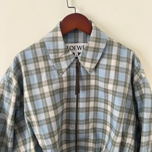 LOEWE Checked Draped Wool-Blend Jacket - Picture 3 of 14